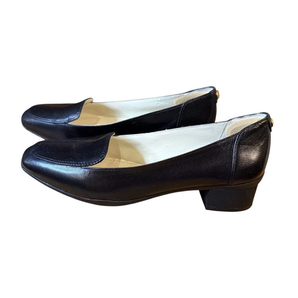 Ann Klein Women’s Black Leather Loafers Slip On Sz. 6.5 Quality Elegant Timeless - Picture 3 of 8